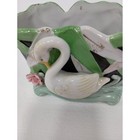 Vintage Swan Planter Flower Pot Green White Ceramic 3d Farmhouse Cottagecore