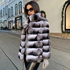 Winter Chinchilla Fur Coat Women Natural Rex Rabbit Fur Jackets Short Overcoats