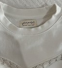 Free People Girls White Lace Trim Crewneck Pullover Sweatshirt Xs Cotton