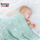 Ultra-soft Muslin Baby Blanket - Premium Blend Swaddle   Crib  43x43  leaf Flora