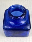 Glass Inkwell Cobalt Blue Square Style Vintage Unknown Maker