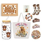  8pcs Highland Cow Lover Gifts Set For Women 16oz Highland Cow Tumblers Cup 