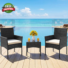 Patio Furniture Set 3 Piece Outdoor Wicker Bistro Set Black In New For Easy Use