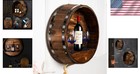 Rustic Oak Whiskey Barrel Wall Mount Wine Rack - Holds 6 Bottles Elegantly