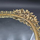 Vintage Vanity Mirror Tray Hollywood Regency Gold Tone Filigree With Rose Handle