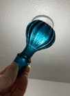 Vintage Empoli Italy Teal Blue Glass Genie Bottle Decanter Stopper Free Shipping