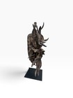 Large Mid-20th Century African Gu  r    w    Gela Horn  war  Power Mask On Stand