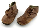 Antique Victorian Baby Childs Doll Leather Button Up Boot Shoes