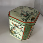 Vintage Daher Peacock Floral Oriental Hinged Lid Biscuit Tin Made In England 