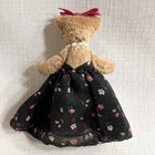Jointed Teddy Bear Handmade Costume Vintage Miniature Floral Dress And Bow