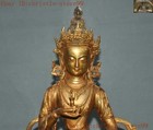 Tibetan Buddhism Bronze 24k Gold Gilt Vajrasattva Kwan-yin Guanyin Buddha Statue