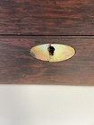 Antique Mahogany Sewing Box With Mother Of Pearl Inlay And Accessories