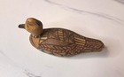Vtg Hand-carved And Painted Wooden Miniature Folk Art Duck Decoy Artist Signed