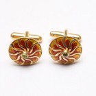 92 5 Sterling Silver Yellow Orange Enamel Wedding Groomsmen Shirt Gift Cufflink