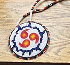 Native American Glass Beaded Handmade Medallion Necklace  Leather Backing