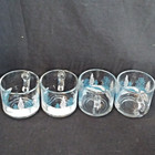 Vtg Anchor Hocking Winter Snow Blue   White Glass Coffee Cups Mugs Set Of 4 Euc