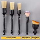 6pcs Car Detailing Brush Set  Soft Boar Hair For Interior  Wheels  Seats  Vents