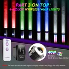 1ft Rgb Led Laser Whip Lights Pair For Utv Atv Sxs Rzr Can-am Bluetooth App