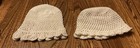 Set Of 2 Vintage Crocheted Beige Baby  Doll Caps 6 X 6 Handmade