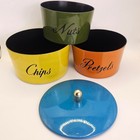 Vintage Mid Century Modern Stackable Snack Canister Set Chips Pretzels Nuts