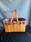 Vintage Longaberger 2002 Swing Handles Picnic Basket Lined Large 16x12x 9