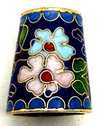 Vintage 7 8  Gold Tone Cloisonne Enamel Multicolor Flower Thimble