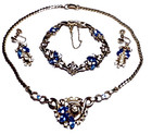 Vtg Lustern Louis Stern Parure Necklace Bracelet Earrings Art Deco Rhinestones