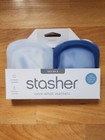 Stasher Silicone Pocket Food Grade Reusable Storage Bags 2pack Clear deep Ocean