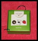         nib Kate Spade X Target Mixed Novelty Brooch Pin Set 8 Ball Strawberry Card