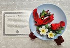 3d Bird Plate Miniature Collectible With Wooden Stand Songbird Cardinal