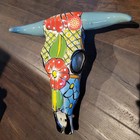 Mexican Talavera Pottery Animal Steer Cow Skull Large 13  Wall Folk Art