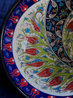 Iznik Ceramic Turkish Bowl Hand Painted Embossed With Ottoman Red Tulip Flowers