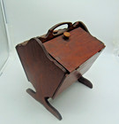Vintage Wood Sewing Or Storage Box  2 Door And 5 Dowels