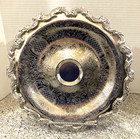 International Silver Co  Round Serving Platter W  Etching   Scroll Edge