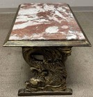 Regency Style Carved Walnut Dolphin Marble Top Table Possibly Italian  mid Cent