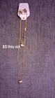 Gold Stainless Steel Heart Necklace   Earrings Jewelry Set