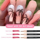Komall Metallic Nail Art Brushes  5pcs 4mm  8mm  12mm  20mm And 25mm  Black