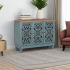 Blue Sideboard Buffet Cabinet With Storage Distressed Accent Storage Cabinet