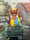 Vintage Cast Iron Mechanical Coin Bank - Spinning Acrobat Circus Clown On Ball
