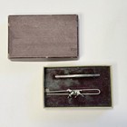 Vintage Money Clip   Tie Bar Equestrian Racing Horse   Etched Bar  Silver Tone