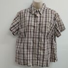 Carolina Colours Womens Top Plus Size 16w Red Brown Plaid Snap Stretch Ladies