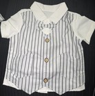 9-12m 2 Piece Toddler Baby Boy Suit With Bow Tie White And Gray