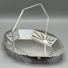 Antique Art Deco Silver Plated Cake Basket Dish Sunburst 1930s Vtg Afternoon Tea