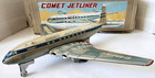 Vintage Tin Friction Comet Jetliner Airplane De Havilland Japan W box Works
