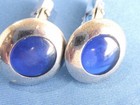 Vintage 60 s Sterling Silver Signed Swank Cobalt Blue   Silver Cuff Links