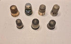 Lot Of 7 Antique Sewing Thimbles - England - Germany   Sterling Silver-gold   