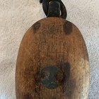 Antique Wood Block Barn Pulley W  Iron Hook Rustic Primitive Hand Carved Vtg