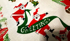 Nwot 40s 50s Linen Tea Towel Atomic Santas Shiny Brites
