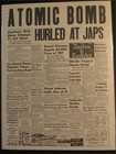Vintage Newspaper Headlines  World War 2 Atomic Bomb Dropped On Japan Wwii  1945