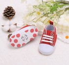 Baby Infant Newborn Red Canvas Soft Lace Up Sneakers Size 2